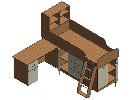 Кровать-чердак невысокая Дюймовочка-1 для детей, спальное место 190х80 см